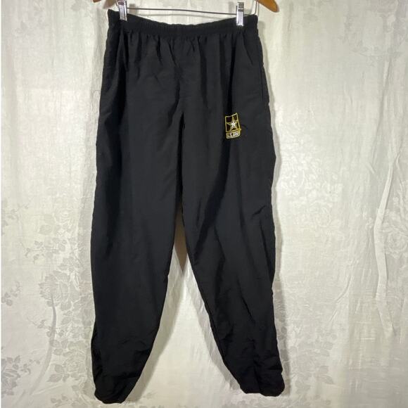 US Army Pants Large Black Nylon Physical Fitness Uniform Unisex Zip Ankle Jogger - Picture 1 of 10